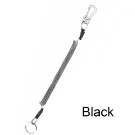 Max Stretch Plastic Spring Elastic Rope Anti-lost Phone Keychain Secure Lock Tackle Portable Fishing Lanyards (Option: Black-1.2m)