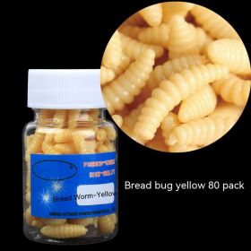 Soft Bait Fake Worm Mealworm Earthworm Red Bottled Bionic Lure (Option: Mealworm Yellow 80 Pcs)