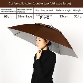 Headworn Double Layer Windproof And Rainproof Fishing Umbrella Hat (Option: Coffee-95cm)