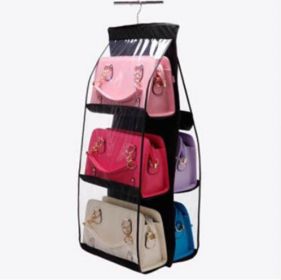 Non-woven Bag Hanging Handbag Storage Bag (Color: Black)